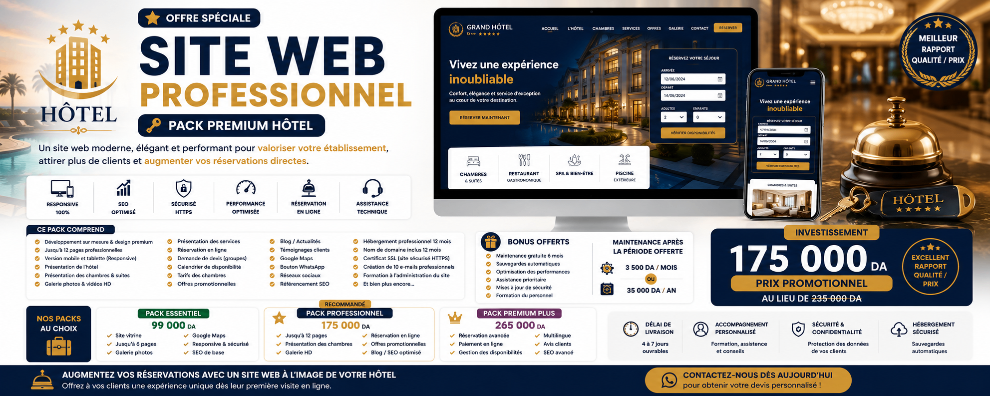 Pack Premium Hôtel — Site web professionnel