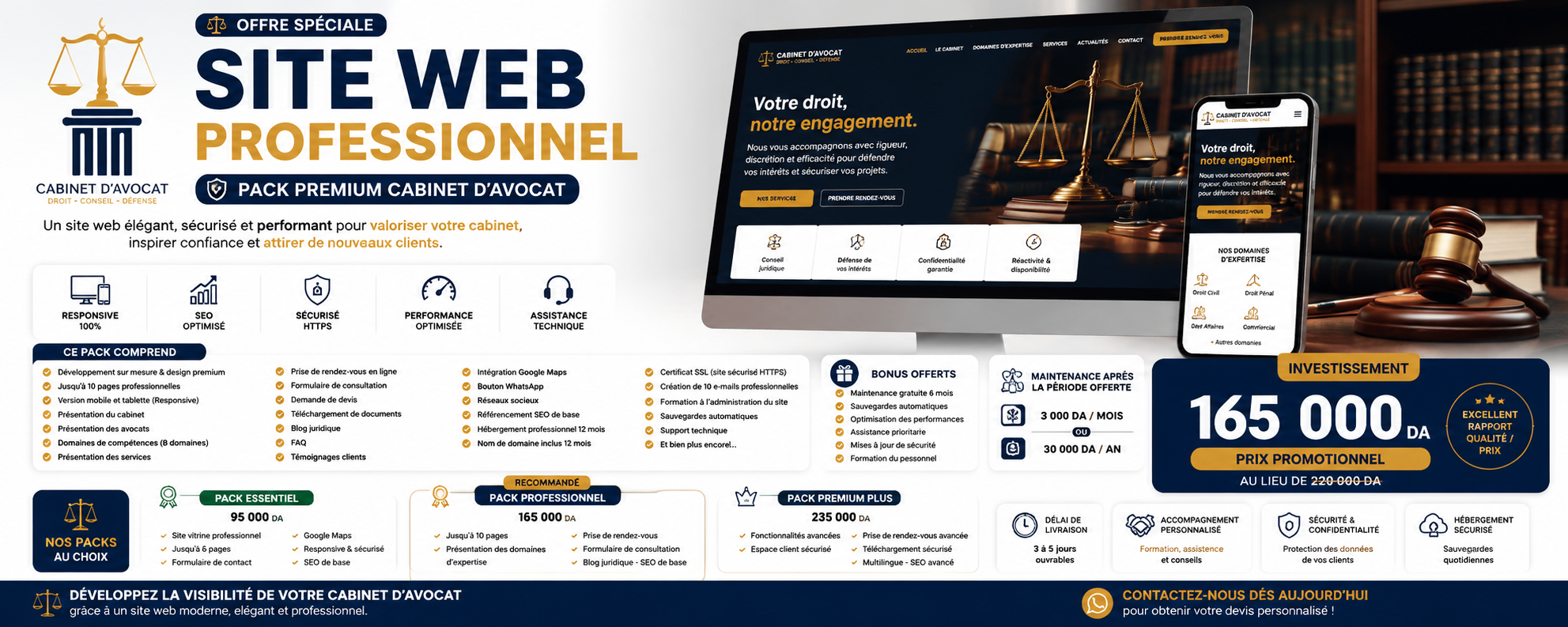 Pack Premium Cabinet d'Avocat — Site web professionnel