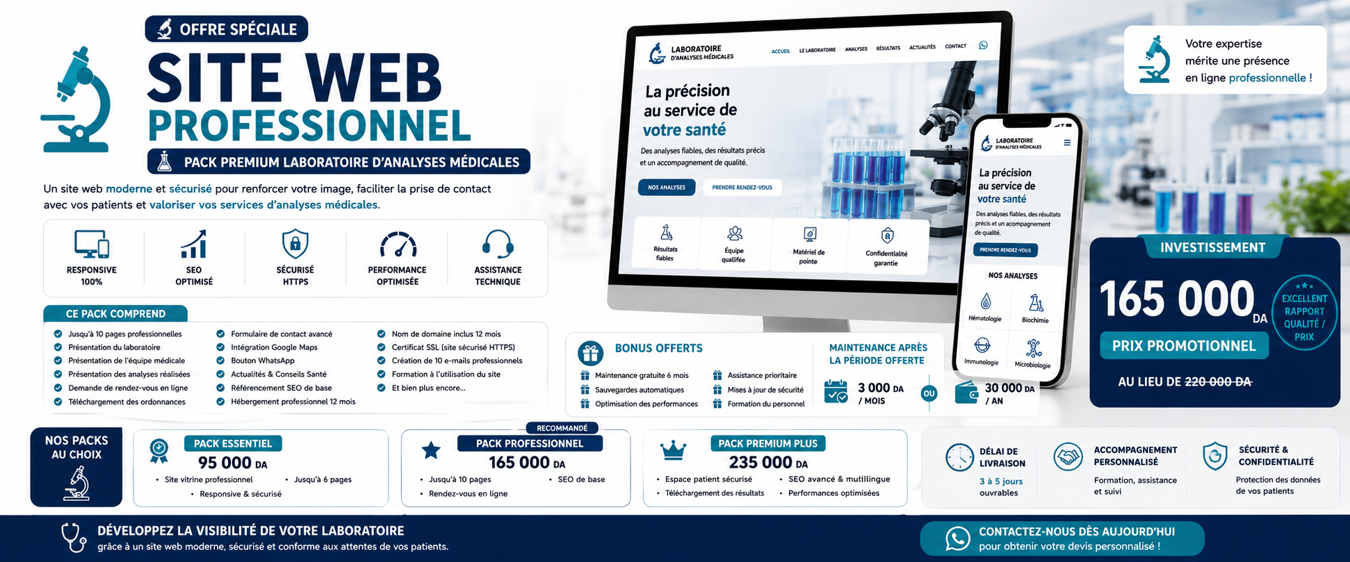 Pack Premium Laboratoire d'Analyses Médicales — Site web professionnel